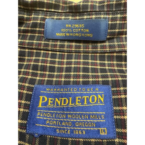Pendleton Shirt Men's Long Sleeve Size L 100% Cotton Plaid Button Down Vintage - Picture 3 of 5